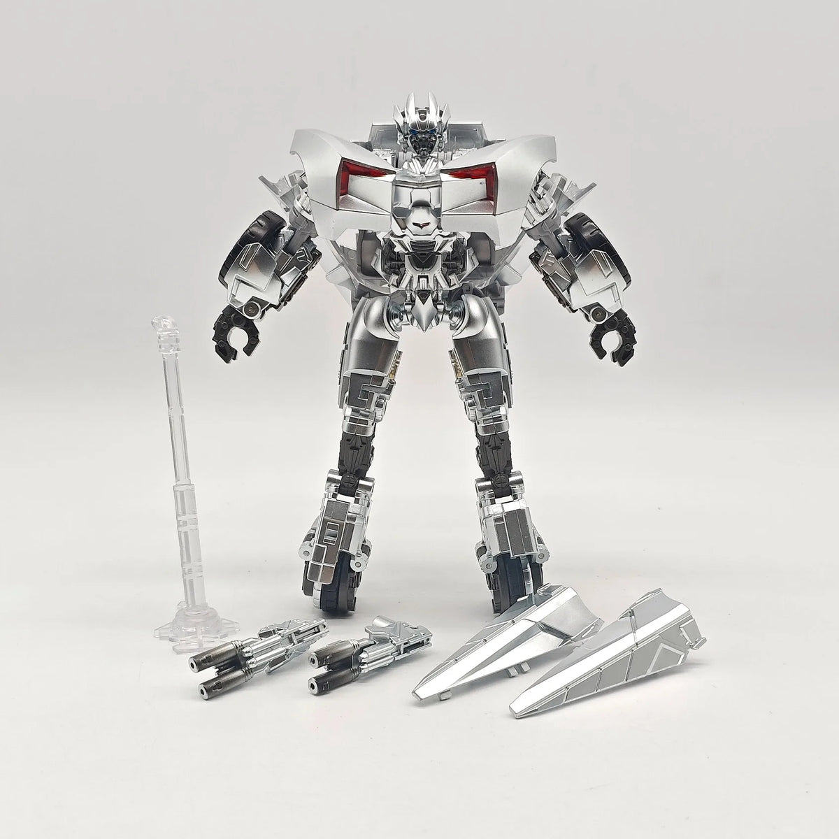 Figurina Transformers Sideswipe War Dancer — Ballerino di Guerra Rosso e Argento
