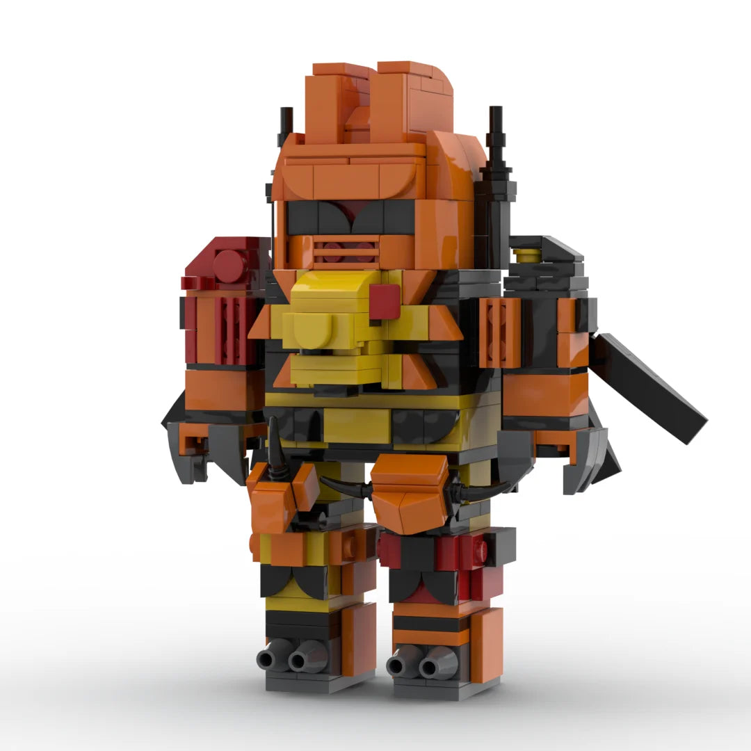 Action figure Transformers Predaking — robot corazzato arancione e marrone con fucile pesante
