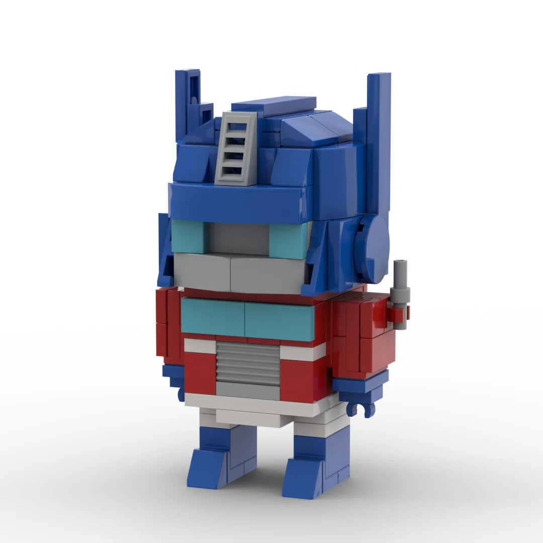 Figurina Transformers Optimus Prime 2.0 Brick — Silhouette Blu e Rossa Compatta