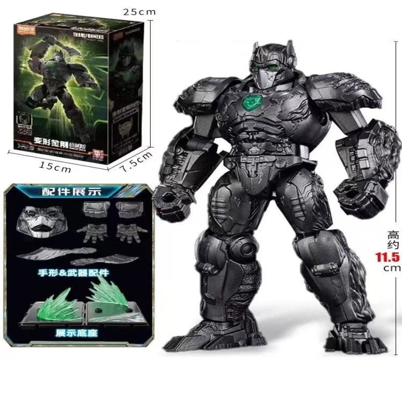 Action figure Transformers Optimus Primal in modalità robot — Armatura nera, emblema verde