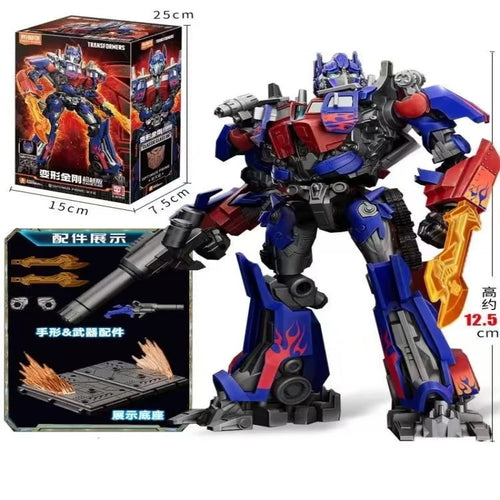 Action figure Transformers Optimus Prime di grandi dimensioni — confezione premium con dati tecnici