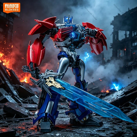 Figurina Transformers Optimus Prime TFP Blokees — Modello ad assemblaggio Prime blu
