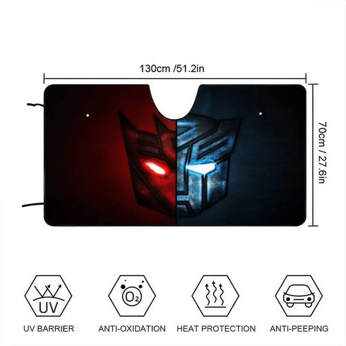 Parasole Transformers con dittico Autobot — Protezione solare per auto rosso e blu