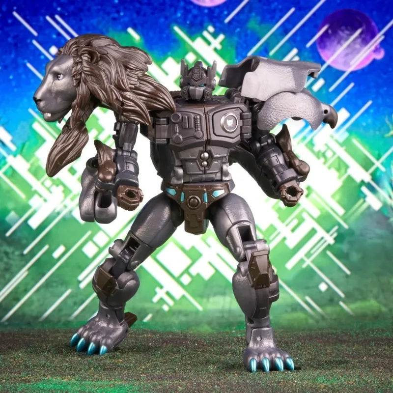 Figurina Transformers Leo Prime Nemesis Voyager — Edizione Hasbro Maximal ruggente