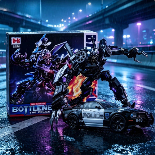 Figurina Transformers Barricade LS02 — Auto della Polizia Nera Modalità Combattimento