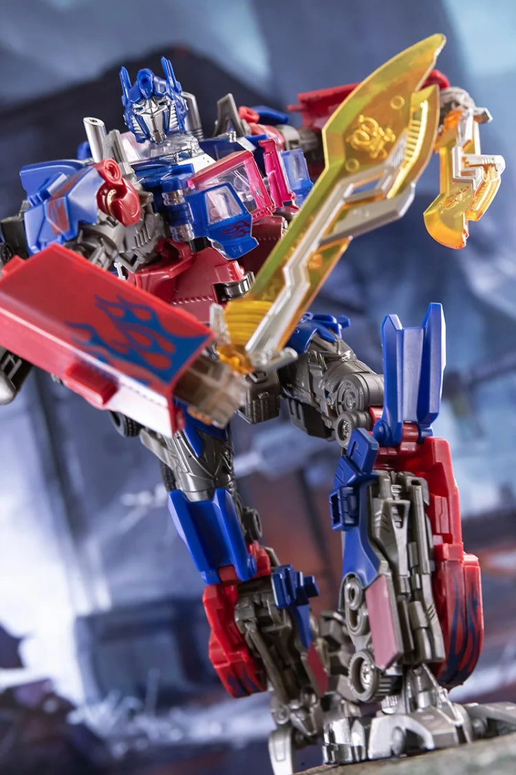 Action figure Transformers Optimus Prime con fiamme turchesi — Camion articolato TW1022