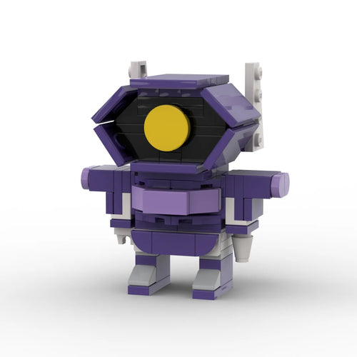 Figurina Transformers Shockwave edizione One — busto in mattoncini viola, occhio unico