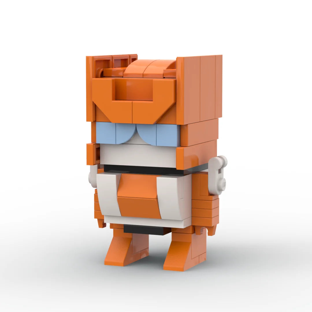 Action figure Transformers Afterburner chibi — brick arancione e bianco, jet predatore