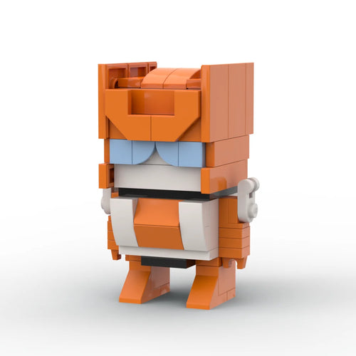Action figure Transformers Afterburner chibi — brick arancione e bianco, jet predatore