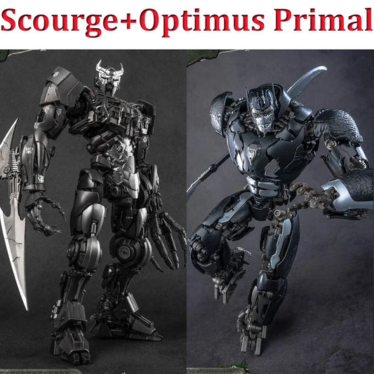 Coppia di statuette Transformers Scourge e Optimus Primal — Battaglia Finale AMK