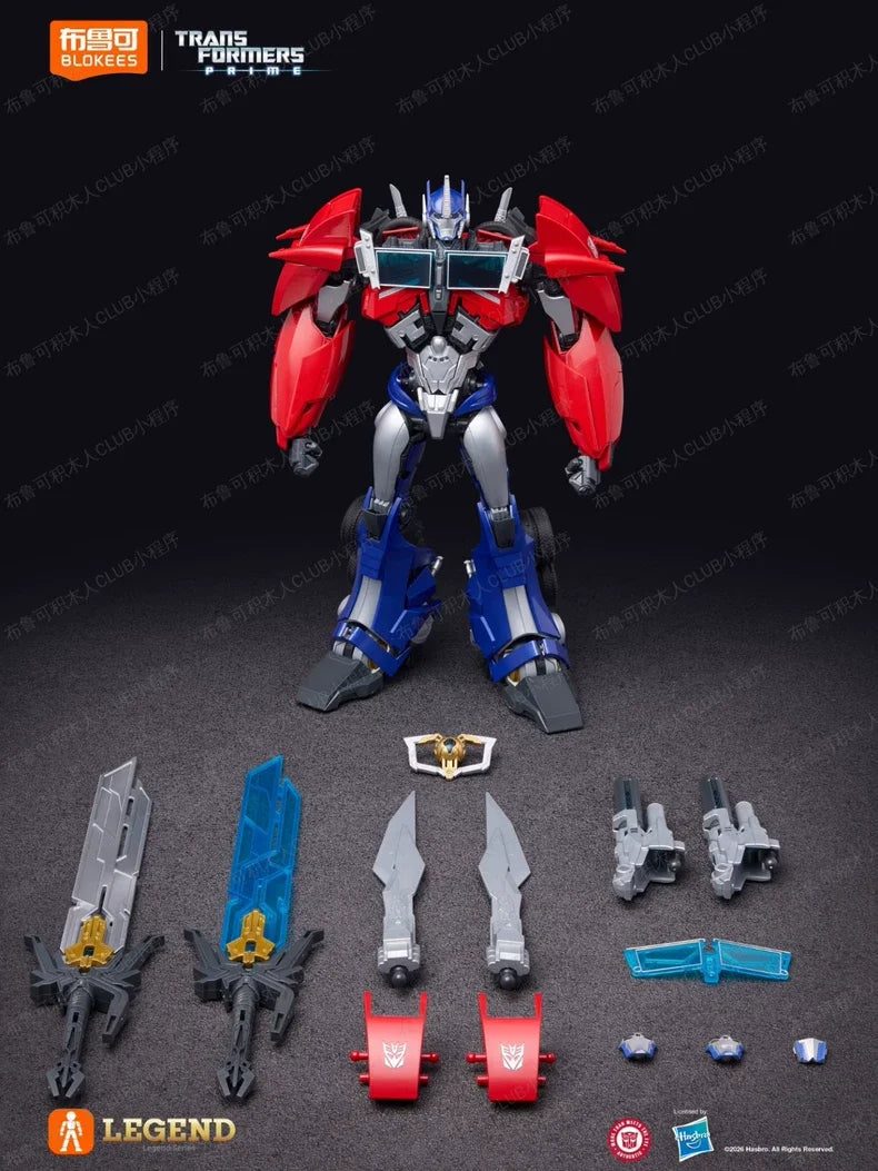 Figurina Transformers Optimus Prime TFP Blokees — Modello ad assemblaggio Prime blu