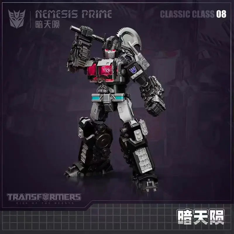 Figurina Transformers Nemesis Prime Blokees Beyond — Assemblaggio Movie 7 con sagoma nera