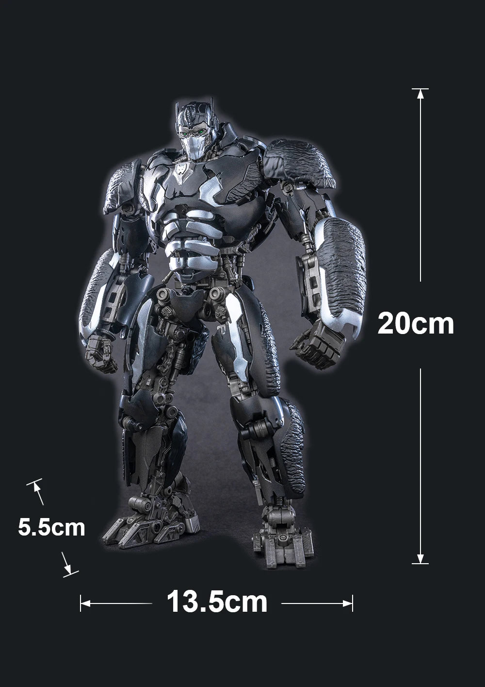 Action figure Transformers Scourge cromato nero — Guerriero predatore con casco integrale