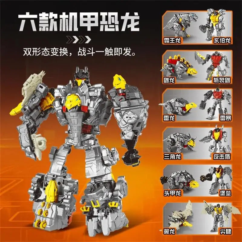 Figurina Transformers Dinoking Six Dinosaures — Set combinatore grigio sei dinosauri senza confezione