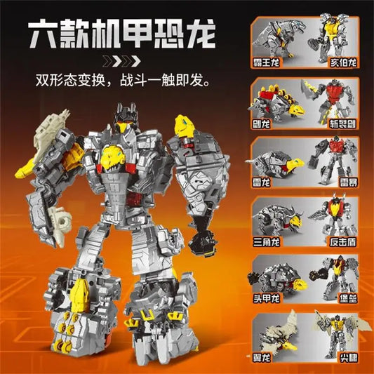 Figurina Transformers Dinoking Six Dinosaures — Set combinatore grigio sei dinosauri senza confezione