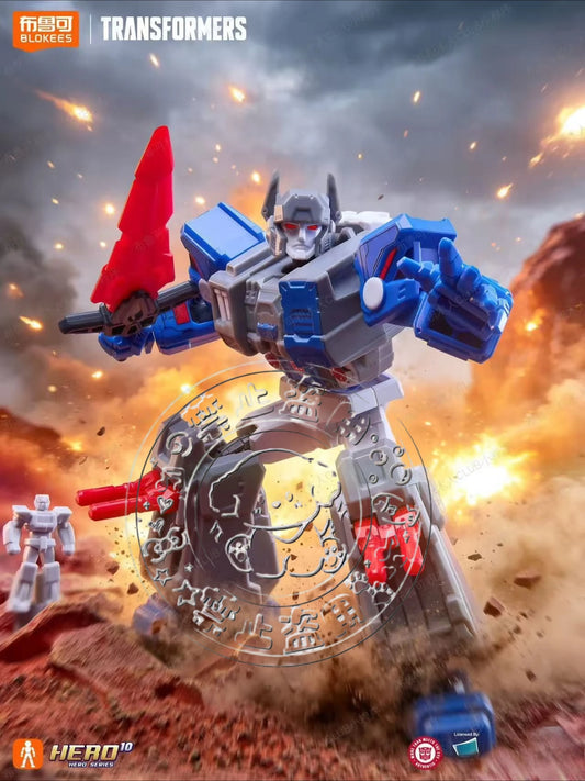 Figurina Transformers Robot grigio-blu con lama scarlatta — Decepticon armato Blokees