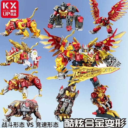 Figurina Transformers Dinoking Phénix KX Or — Doppia modalità combattimento e velocità senza confezione