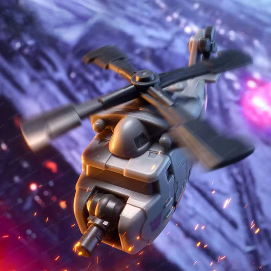 Figurina Transformers Vortex Blokees Vol Stationnaire — Elicottero grigio cielo notturno stellato