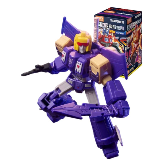 Action figure Transformers Blitzwing — Robot viola accovacciato, triplo Decepticon trasformabile