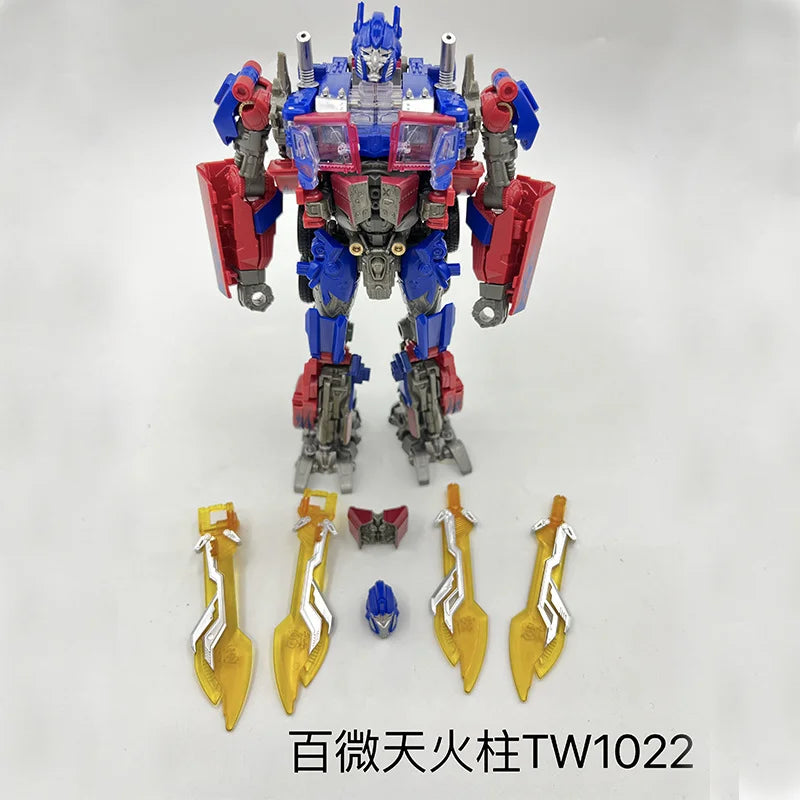 Action figure Transformers Optimus Prime con fiamme turchesi — Camion articolato TW1022