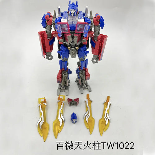 Action figure Transformers Optimus Prime con fiamme turchesi — Camion articolato TW1022