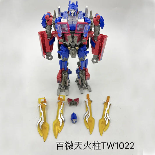 Action figure Transformers Optimus Prime con fiamme turchesi — Camion articolato TW1022