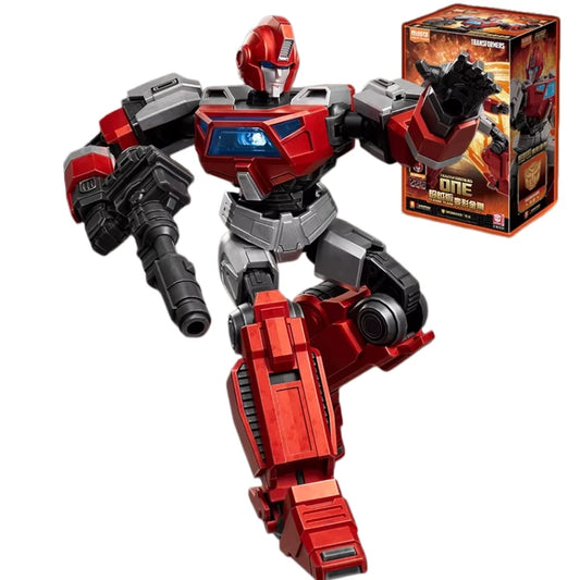 Figurina Transformers Ironhide Origine ONE — Brick rosso e grigio robot articolato confezione