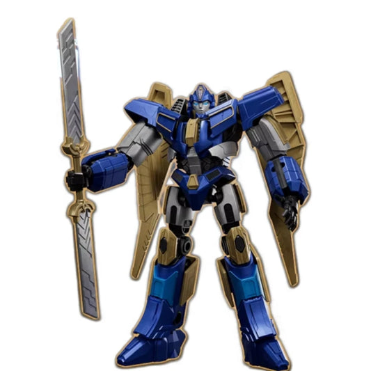 Figurina Transformers Sentinel Prime originale Blokees — Robot blu e dorato con articolazioni mobili