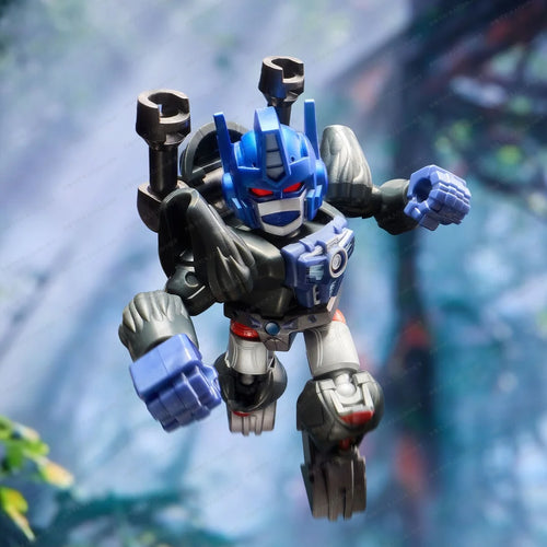 Figurina Transformers Optimus Primal raro C — Guerriero blu acciaio in posa forestale