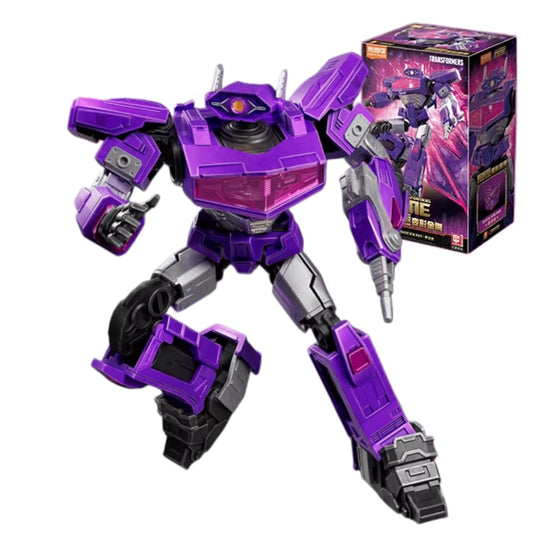 Figurina Transformers Shockwave Blitzwing Origine ONE — Brick viola robot completo articolato