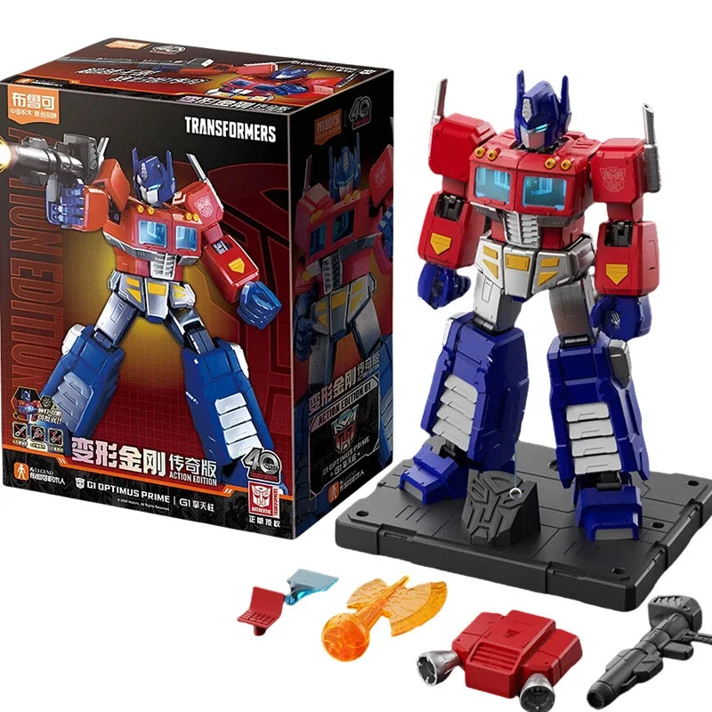 Figurina Transformers Optimus Prime Blitzwing Classico — Mattoncini rossi e blu, comandante articolato