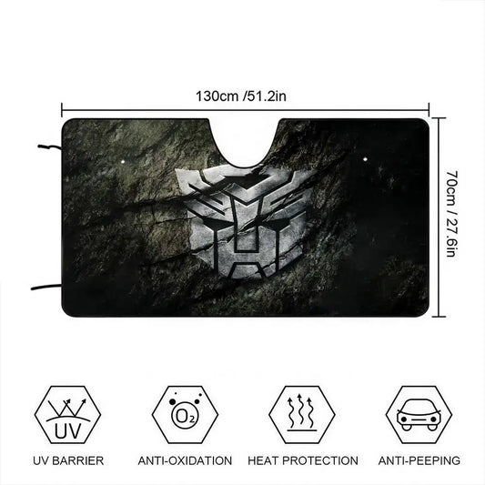 Parasole Transformers con emblema Autobot inciso — Protezione solare per auto effetto pietra grigia