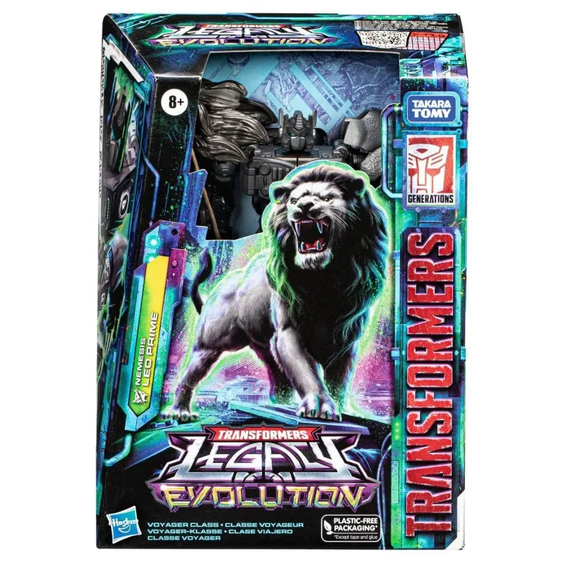 Figurina Transformers Leo Prime Nemesis Voyager — Edizione Hasbro Maximal ruggente