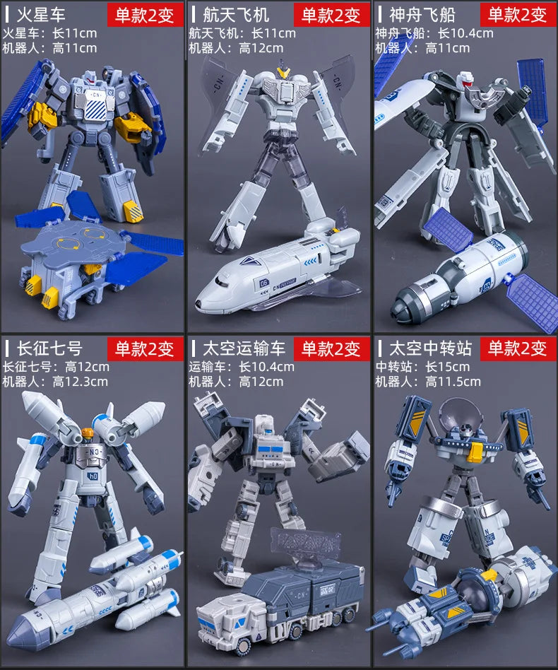 Set Transformers Aerospaziale — Robot Combinato Sei-in-Uno da Tredici Pezzi