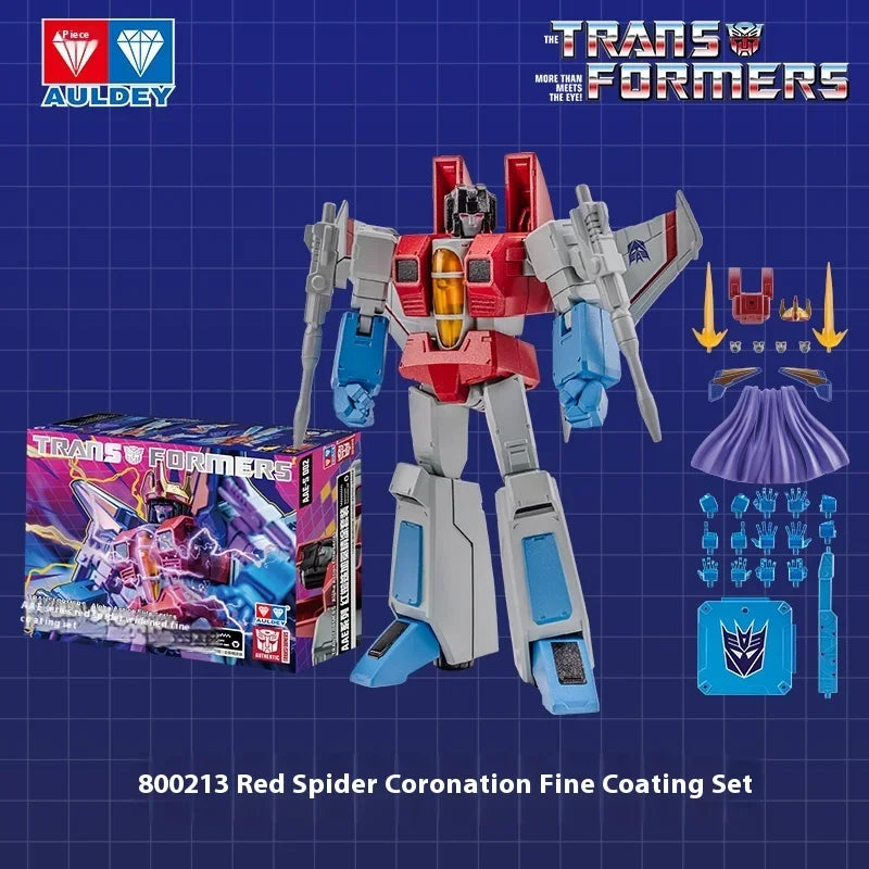 Action figure Transformers Starscream AULDEY Coronation — Edizione Red Spider con finitura cromata