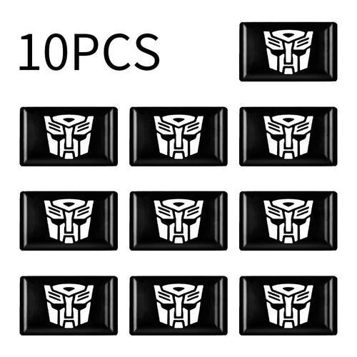 Lot de 10 autocollants noirs logo Autobot blanc, rectangulaires, style minimaliste – Transformers.