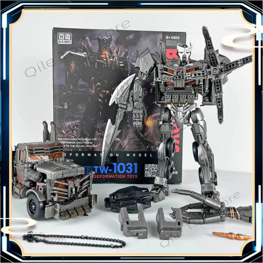 Figurina Transformers Scourge Studio Series 18 cm — Set di accessori bianchi e grigi