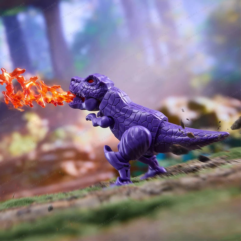 Figurina Transformers Megatron dinosauro foto reale — Soffio di fiamme all'aperto