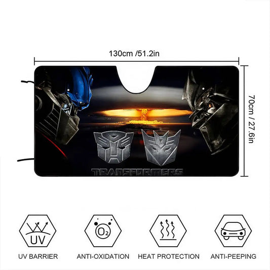 Parasole Transformers Optimus Prime e Bumblebee — Protezione solare per auto al tramonto