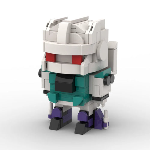 Action figure Transformers Sixshot — busto chibi grigio e turchese compatto