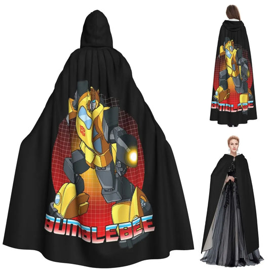 Mantello Transformers di Bumblebee — Mantello lungo con cappuccio per cosplay di Halloween