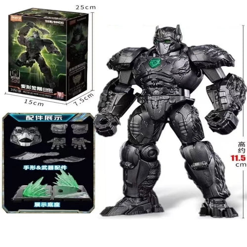 Action figure Transformers Optimus Primal in modalità robot — Armatura nera, emblema verde