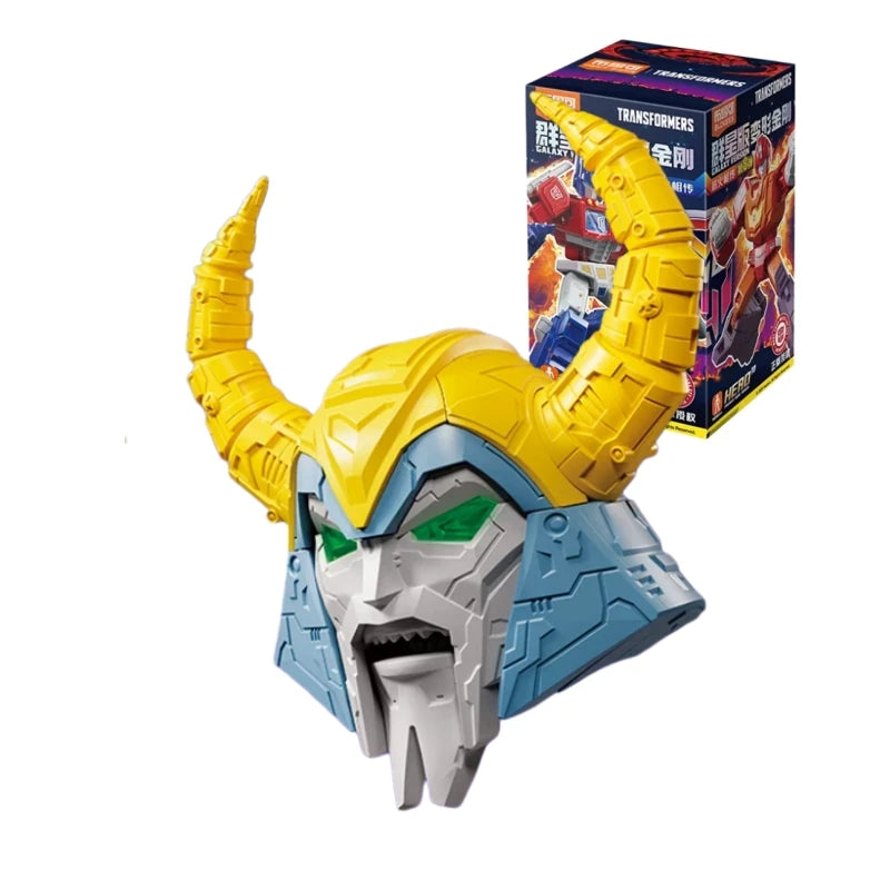 Busto Transformers robot cornuto giallo e blu — Collector Blokees cromato