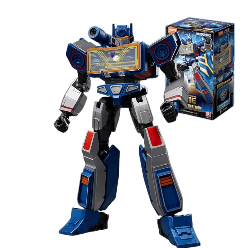 Figurina Transformers Soundwave Origine ONE Blitzwing — Mattoncini blu ardesia, spia con cassetta