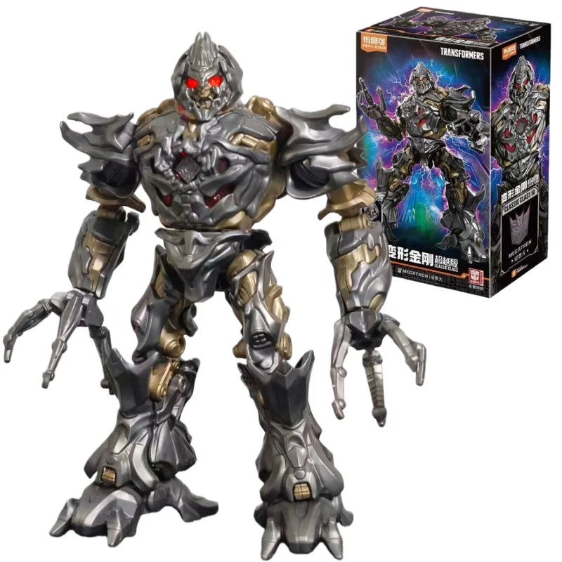 Figurina Transformers Megatron dallo sguardo rosso — Edizione TF con finestra in mattoncini argentati